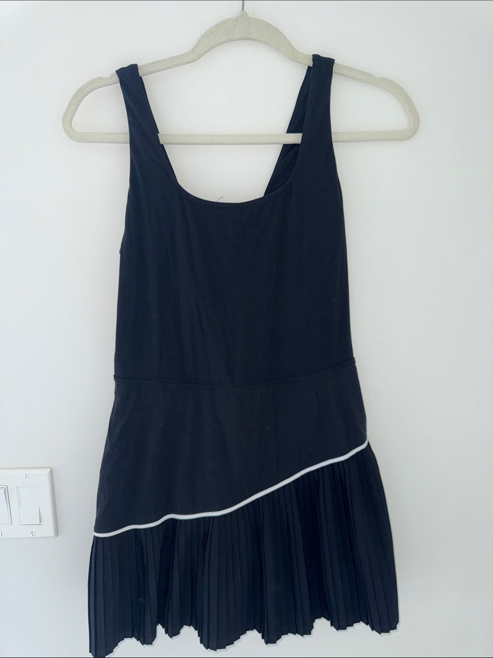 Target Black Tank Pleated Hem Dress with White Accent